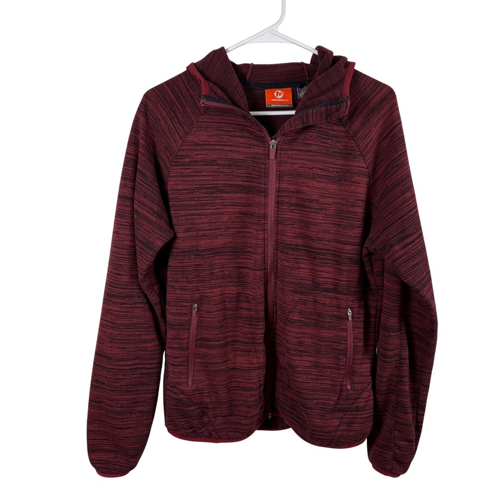 Merrell Full Zip Hoodie Fleece Men's L Maroon Red Gorpcore Hiking Layering